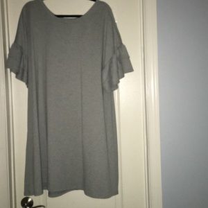Gray Ruffle Sleeve Dress